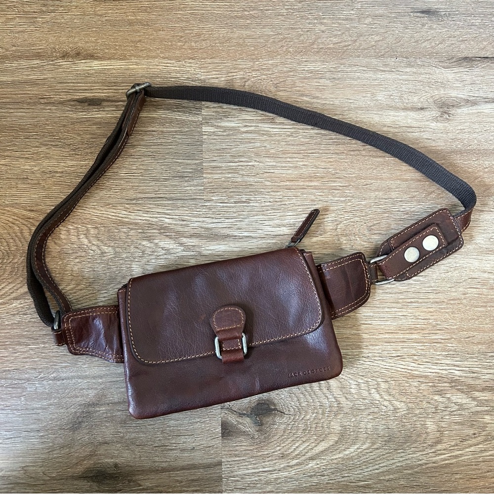 Jack Georges Brown Leather Crossbody Funny Pack/Belt Bag